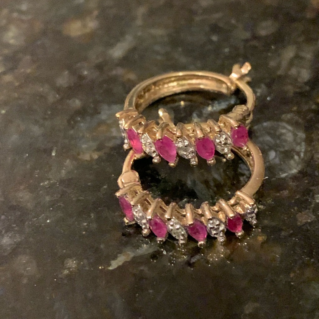 Prime Art & Jewel Ruby Gold Plated Silver Earrings